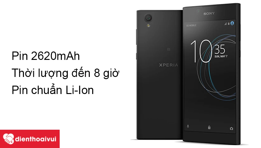 Sony Xperia L1 &ndash; pin dung lượng 2620 mAh cho thời lượng đến 8 giờ sử dụng li&ecirc;n tục