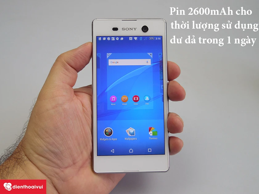 Sony Xperia M5 Dual &ndash; Vi&ecirc;n pin dung lượng 2600mAh cho thời lượng sử dụng dư dả trong một ng&agrave;y