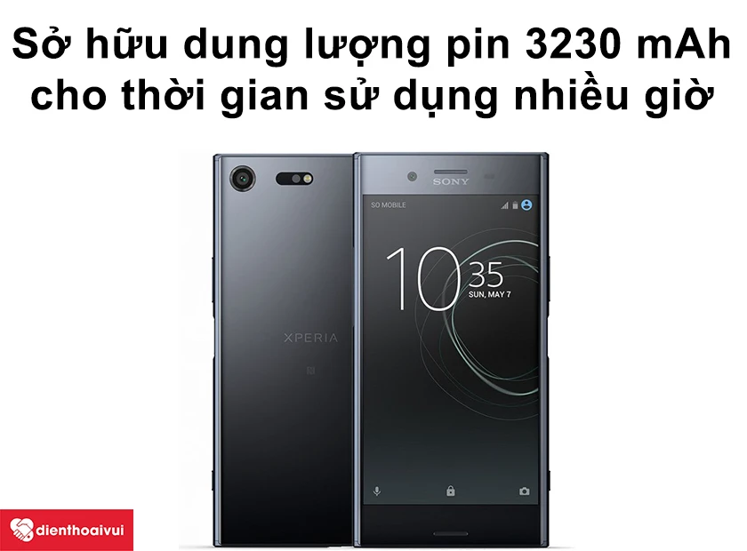 Sony Xperia XZ Premium sở hữu dung lượng pin khủng 3230 mAh cho thời gian sử dụng nhiều giờ