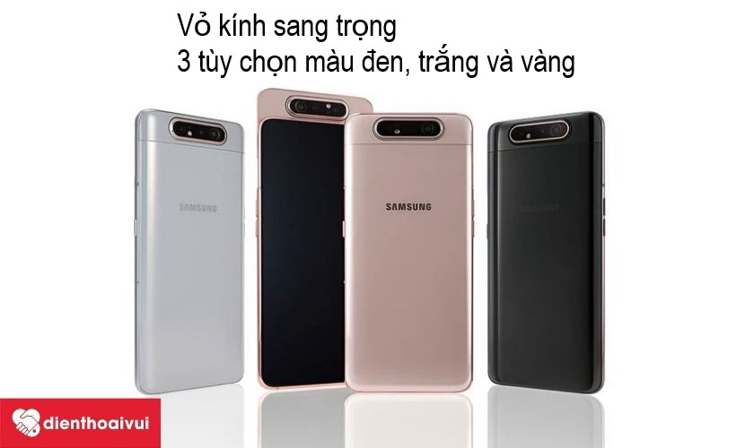 Samsung Galaxy A80 - khung viền nh&ocirc;m chắc chắn c&ugrave;ng mặt lưng k&iacute;nh sang trọng