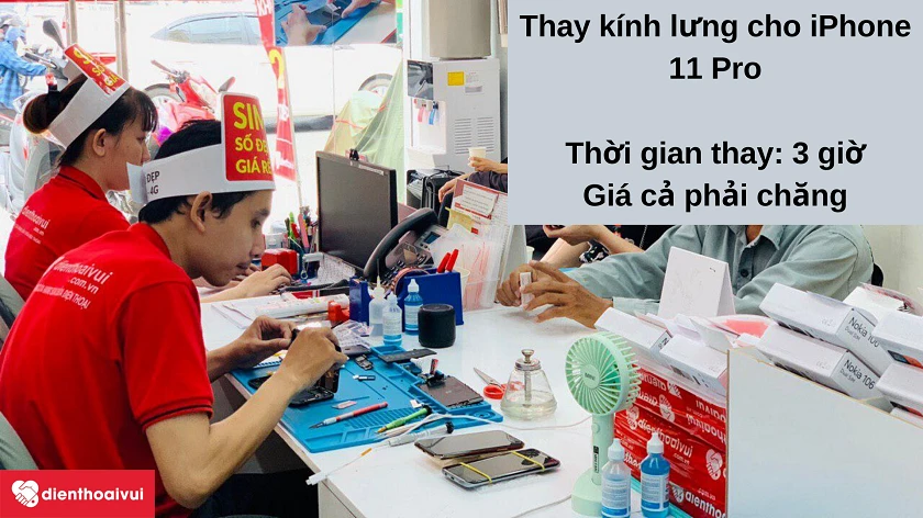 Dịch vụ thay k&iacute;nh lưng iP 11 Pro nhanh ch&oacute;ng, chất lượng cao tại hệ thống Điện Thoại Vui