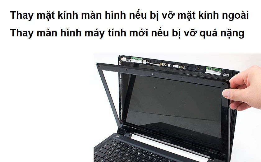 M&agrave;n h&igrave;nh m&aacute;y t&iacute;nh laptop bị vỡ b&ecirc;n trong c&oacute; n&ecirc;n thay mặt k&iacute;nh kh&ocirc;ng