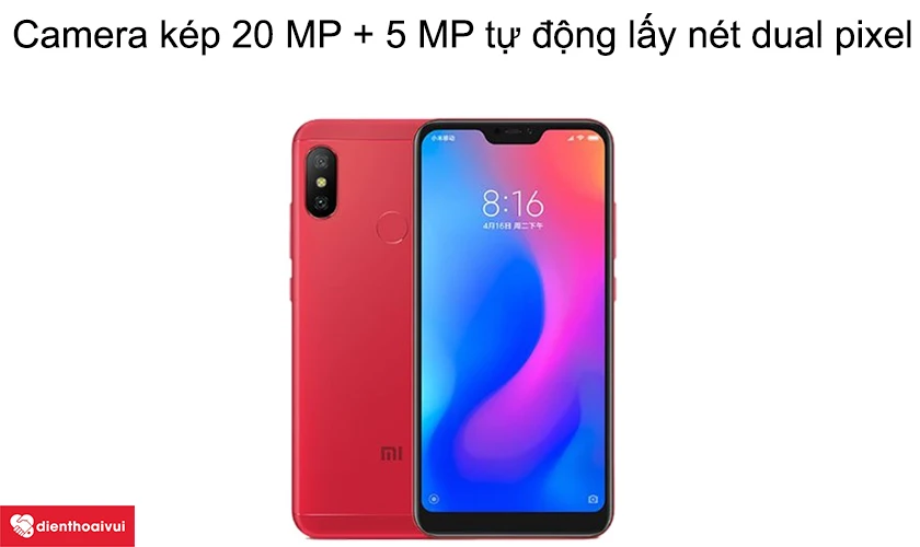 Redmi Note 6 Pro - Camera kép 20 MP + 5 MP tự động lấy nét dual pixel