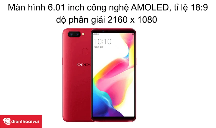 M&agrave;n h&igrave;nh r11s Plus 6.01 inch c&ocirc;ng nghệ AMOLED, tỉ lệ 18:9, độ ph&acirc;n giải 2160 x 1080 px