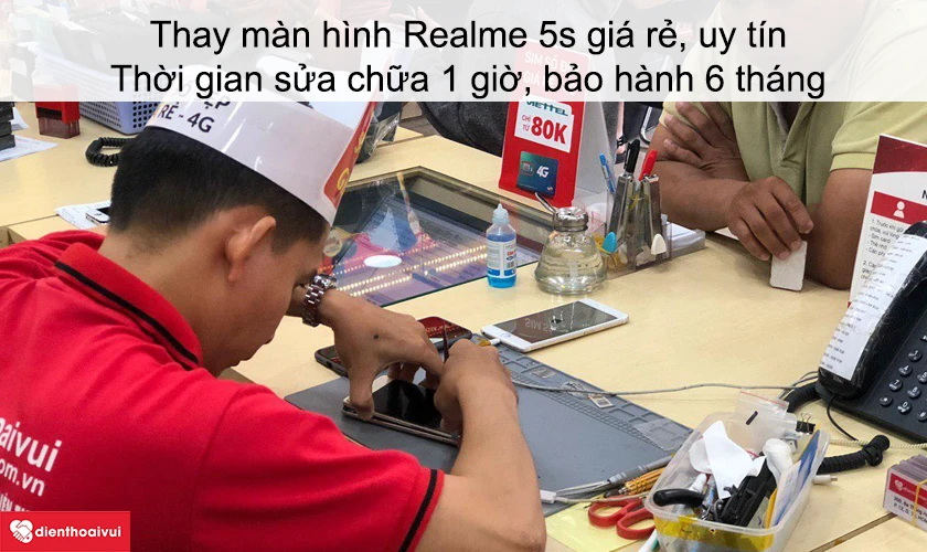 Dịch vụ thay màn hình Realme 5s giá rẻ lấy ngay tại Điện Thoại Vui