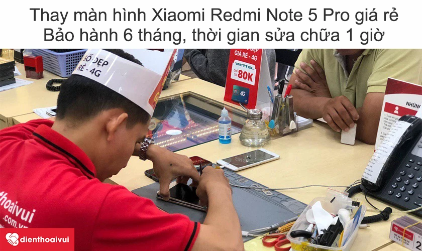Thay m&agrave;n h&igrave;nh Xiaomi Redmi Note 5 Pro gi&aacute; rẻ tại Điện Thoại Vui