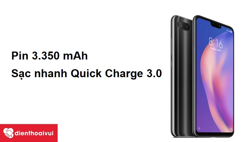 Pin 3.350 mAh, sạc nhanh Quick Charge 3.0