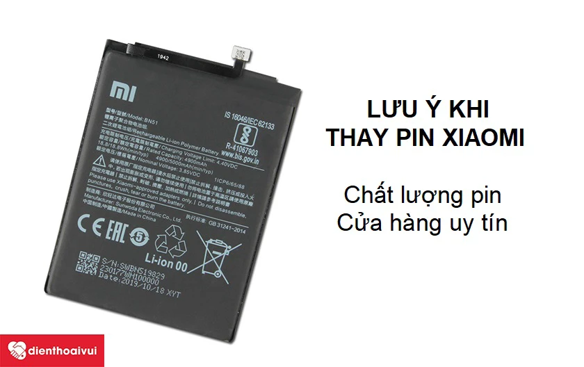 Lưu &yacute; khi thay pin Xiaomi Mi 8 Se