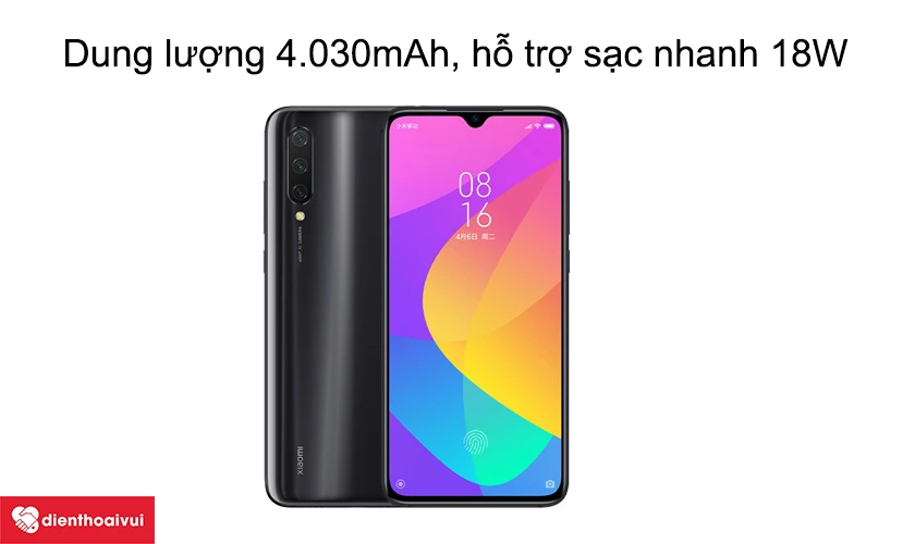 Dung lượng 4.030mAh, hỗ trợ sạc nhanh 18W