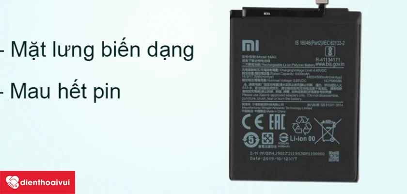 Những dấu hiệu nhận biết pin Xiaomi Redmi Note 8 Pro bị chai, phồng