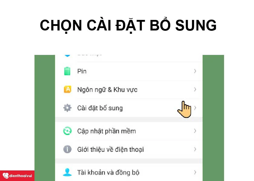 Chọn v&agrave;o C&agrave;i đặt bổ sung
