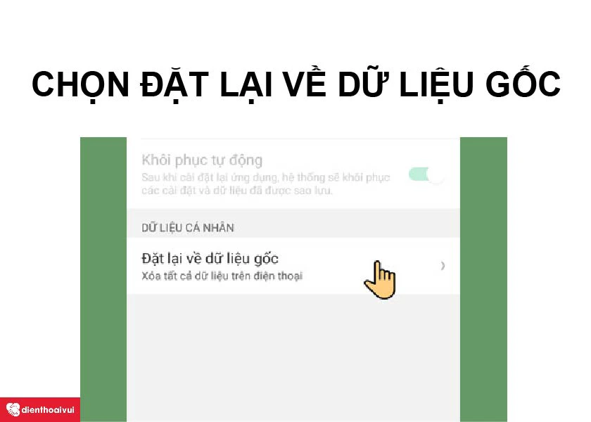 Đặt lại về dữ liệu gốc