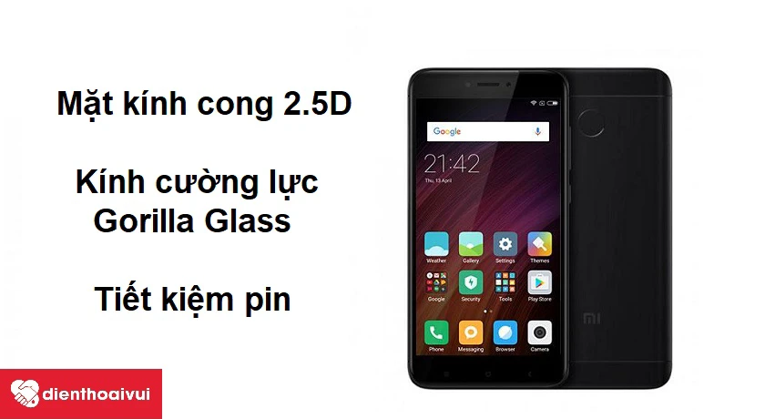 Mặt k&iacute;nh cong 2.5D c&ugrave;ng trang bị cường lực Corning Gorilla Glass