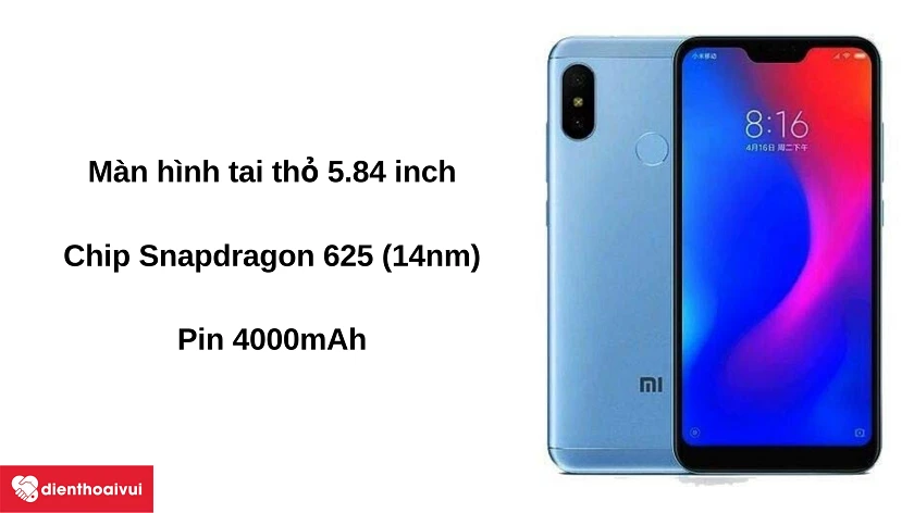 Điện thoại Xiaomi Redmi 6 Pro (A2 Lite) - m&agrave;n h&igrave;nh 5.84 inch, camera k&eacute;p 12MP+5MP, pin 4000mAh