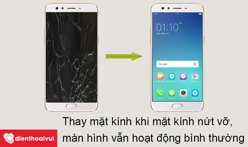 Phân biệt hư mặt kính và hư màn hình