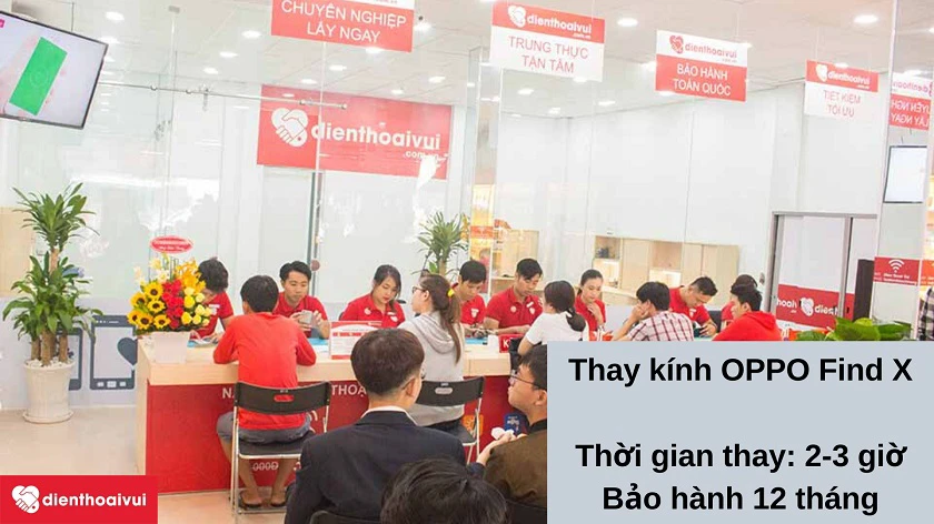 Dịch vụ thay &eacute;p kính OPPO Find X an toàn, nhanh chóng, giá phải chăng tại Đi&ecirc;̣n Thoại Vui