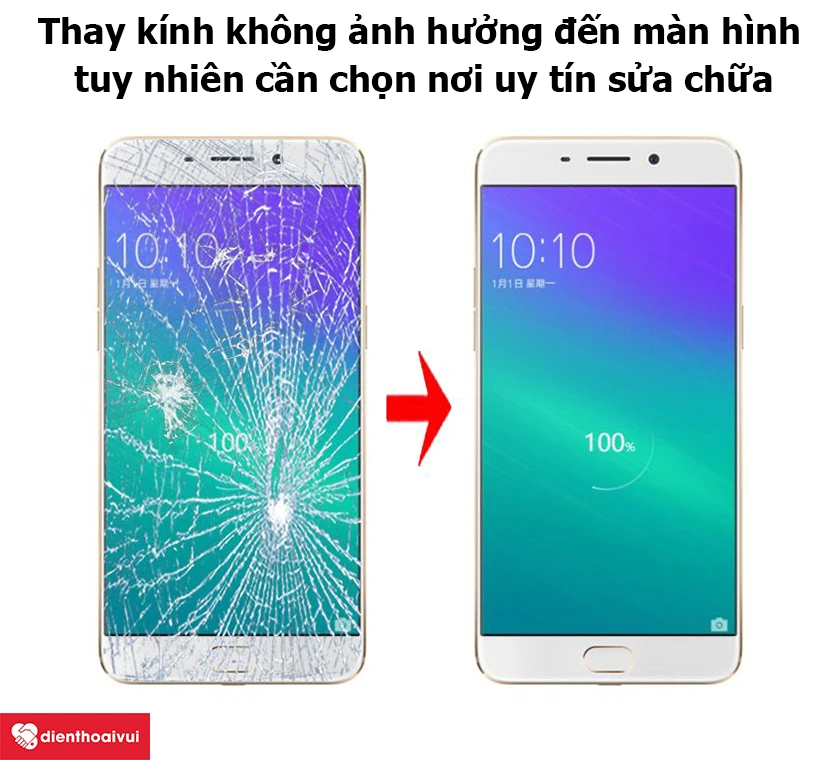 Thay k&iacute;nh OPPO R9S Plus c&oacute; ảnh hưởng đến m&agrave;n h&igrave;nh kh&ocirc;ng?