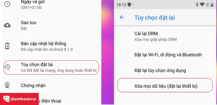 Khôi phục lại cài đặt gốc