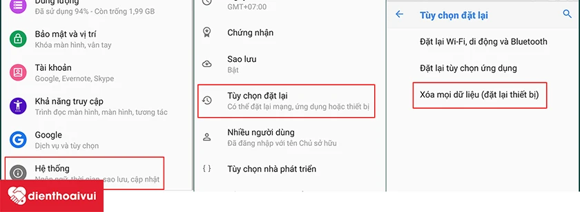 Khôi phục lại cài đặt gốc