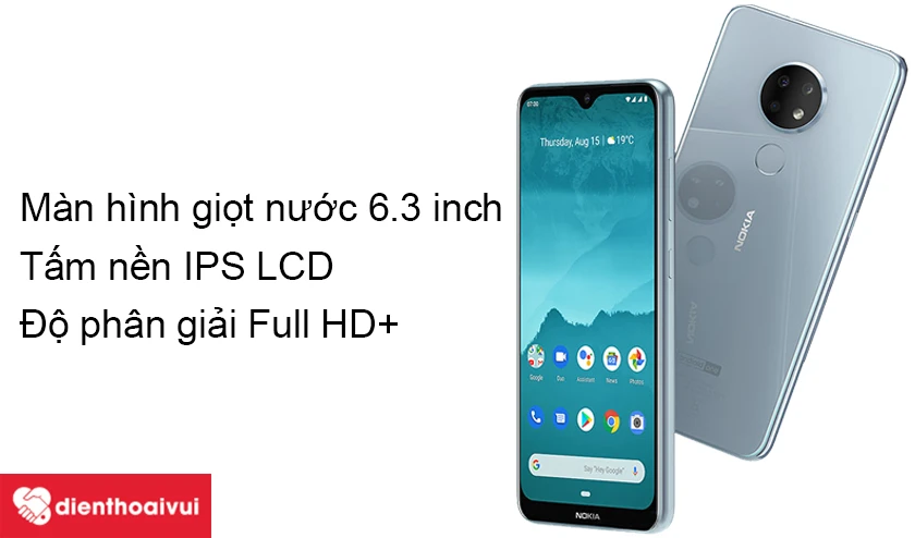 Nokia 6.2 – Màn hình giọt nước IPS LCD 6.3 inch Full HD+ hiển thị sắc nét