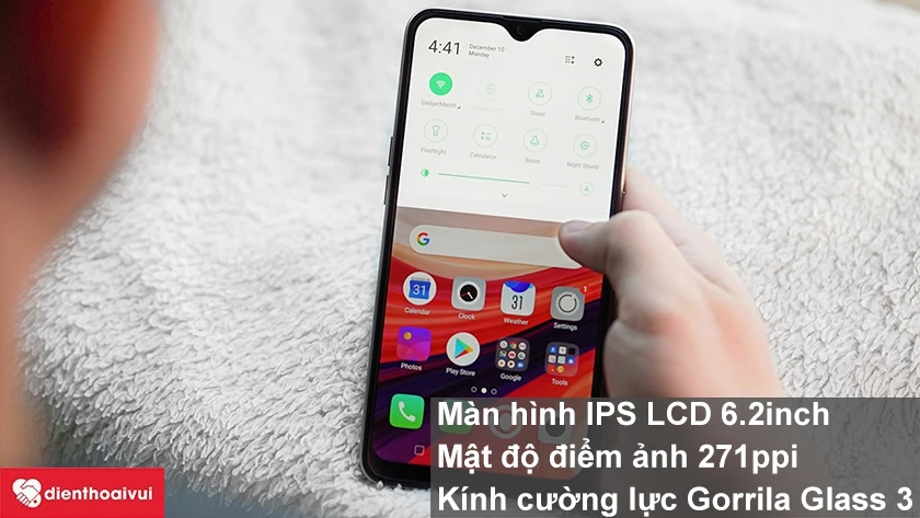 Oppo A7 &ndash; M&agrave;n h&igrave;nh giọt nước IPS LCD 6.2 inches, k&iacute;nh cường lực Gorrila Glass 3.