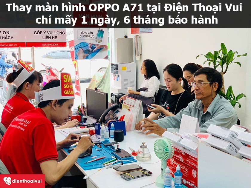 Thay m&agrave;n h&igrave;nh OPPO A71 tại Điện Thoại Vui chất lượng cao, gi&aacute; rẻ