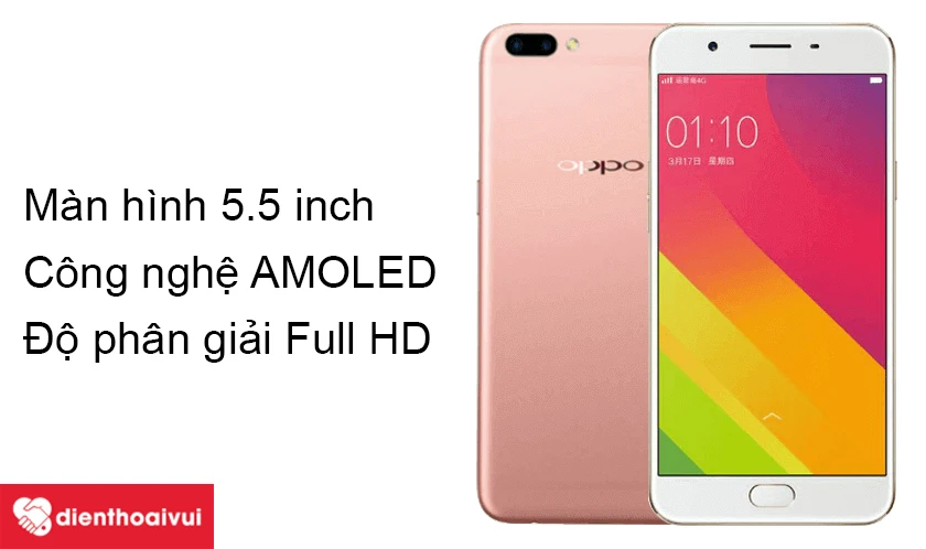 OPPO R11 được trang bị m&agrave;n h&igrave;nh AMOLED 5.5 inch độ ph&acirc;n giải Full HD