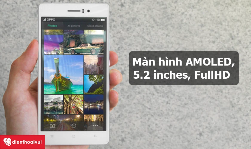O-P-P-O R5 &ndash; M&agrave;n h&igrave;nh AMOLED, 5.2 inches, độ ph&acirc;n giải FullHD