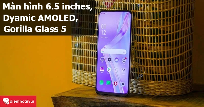 Oppo Reno 2F &ndash; M&agrave;n h&igrave;nh 6.5 inch, tấm nền Dyamic AMOLED, k&iacute;nh cường lực Gorilla Glass 5
