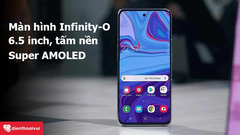 Samsung Galaxy A51 &ndash; M&agrave;n h&igrave;nh Infinity-O 6.5 inch, tấm nền Super AMOLED