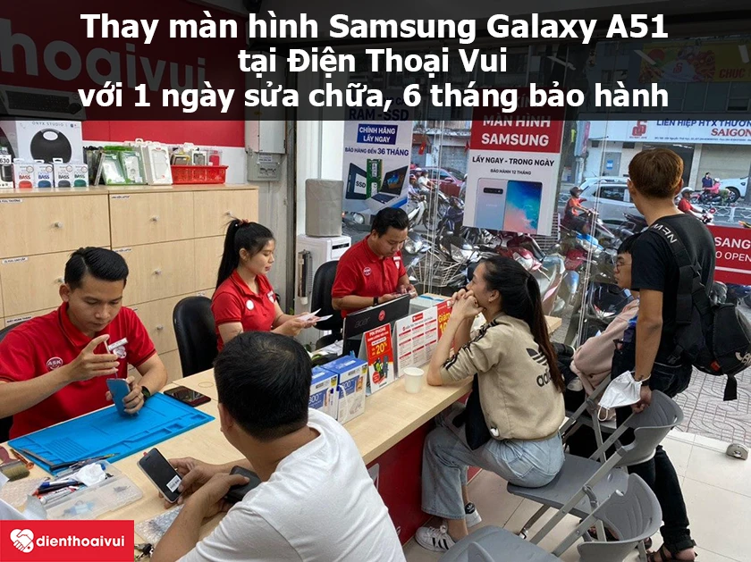Địa chỉ thay m&agrave;n h&igrave;nh Samsung Galaxy A51 uy t&iacute;n, chuy&ecirc;n nghiệp
