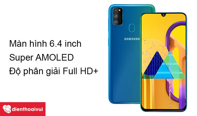Samsung Galaxy M30s &ndash; M&agrave;n h&igrave;nh 6.4 inch, tấm nền Super AMOLED Full HD+ sắc n&eacute;t