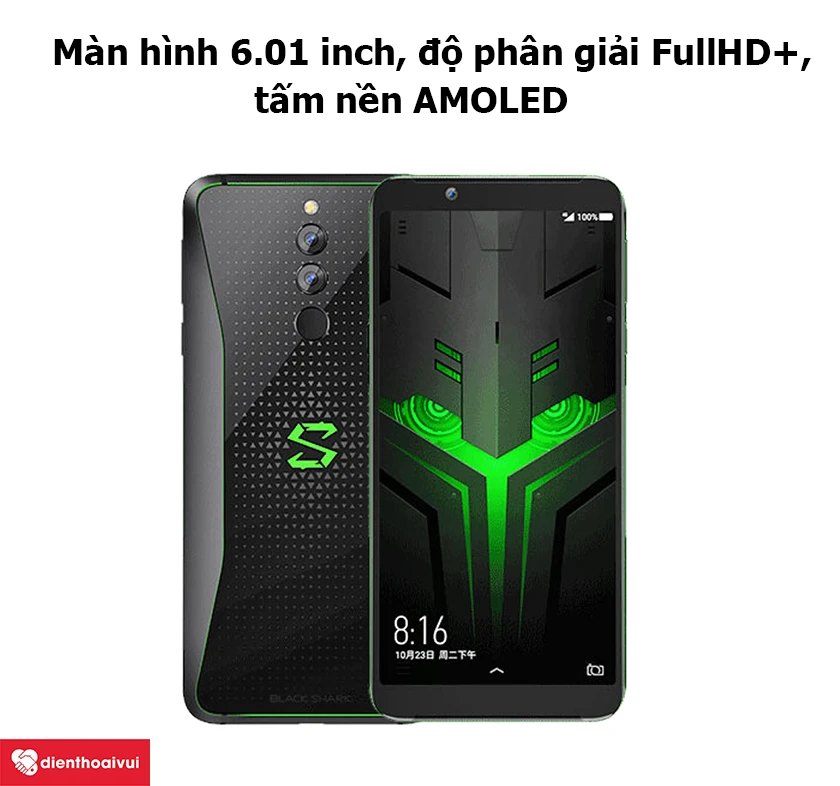 Xiaomi Black Shark Helo &ndash; M&agrave;n h&igrave;nh 6.01 inches, độ ph&acirc;n giải FullHD+, tấm nền AMOLED