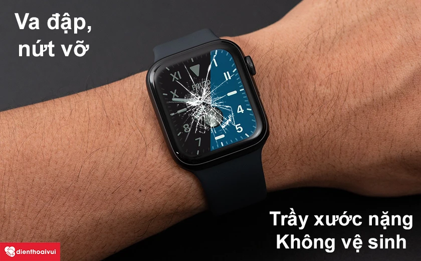 Nguy&ecirc;n nh&acirc;n g&acirc;y hư hỏng mặt k&iacute;nh tr&ecirc;n Apple Watch Series 5 40 mm v&agrave; c&aacute;ch khắc phục