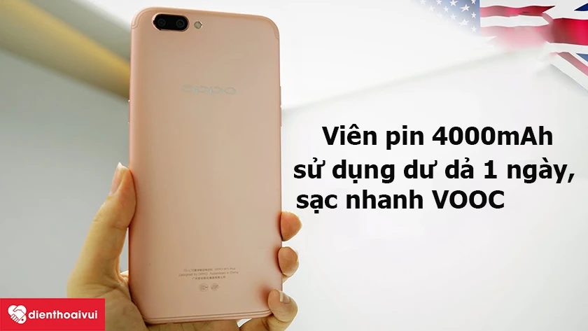 OPPO R11 Plus &ndash; Vi&ecirc;n pin 4000mAh sử dụng dư dả một ng&agrave;y, sạc nhanh VOOC