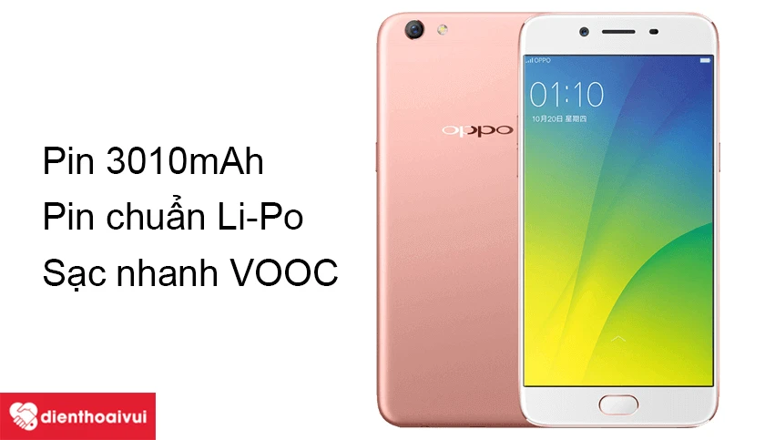 Pin 3010 mAh v&agrave; hỗ trợ sạc nhanh VOOC cho thời lượng sử dụng l&acirc;u hơn