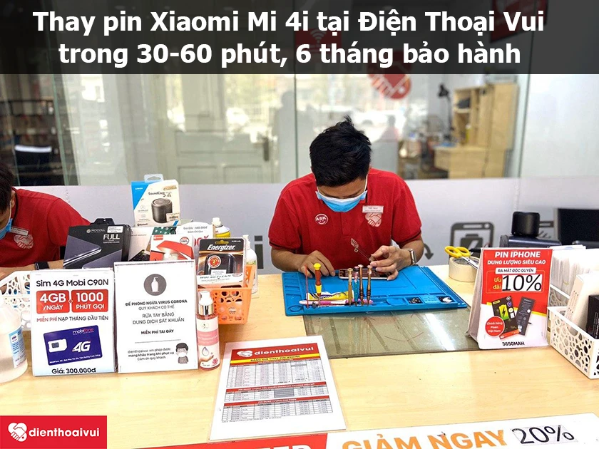 Thay pin Xiaomi Mi 4i uy t&iacute;n, nhanh ch&oacute;ng tại Điện Thoại Vui