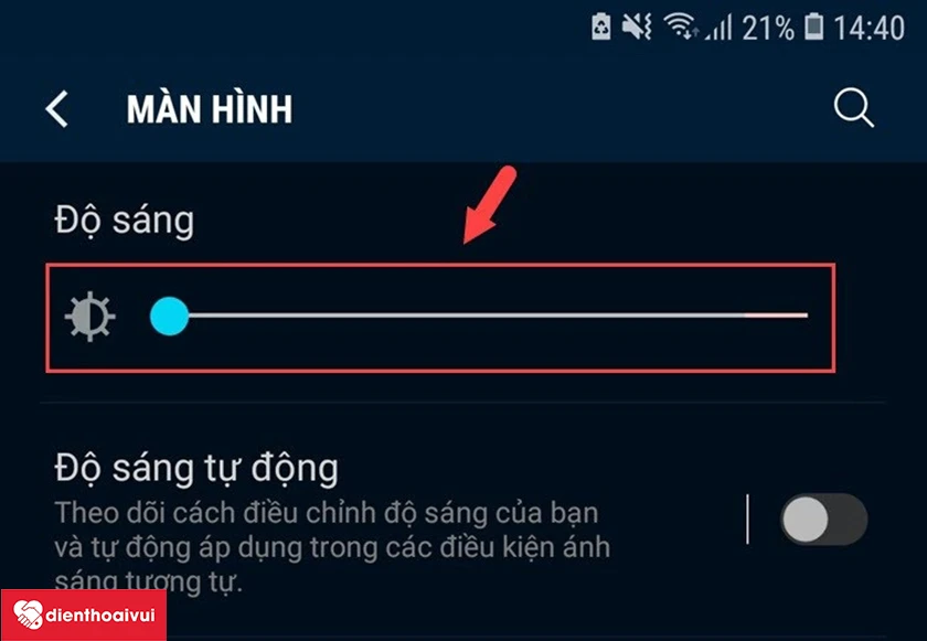 Giảm độ s&aacute;ng m&agrave;n h&igrave;nh