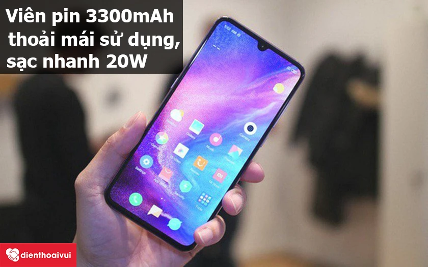 Xiaomi Mi 9 &ndash; Vi&ecirc;n pin đạt 3300mAh thoải m&aacute;i sử dụng, hỗ trợ sạc nhanh 20W