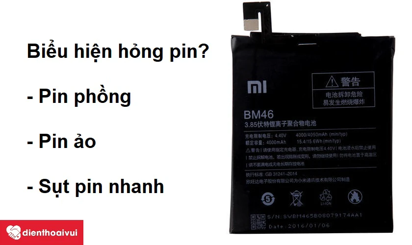Biểu hiện hỏng pin