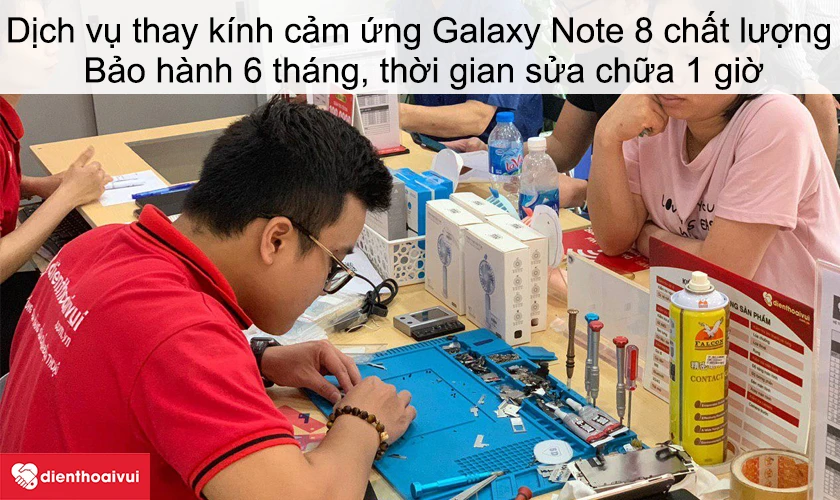 Dịch vụ thay k&iacute;nh cảm ứng Samsung Galaxy Note 8 chất lượng tại Điện Thoại Vui