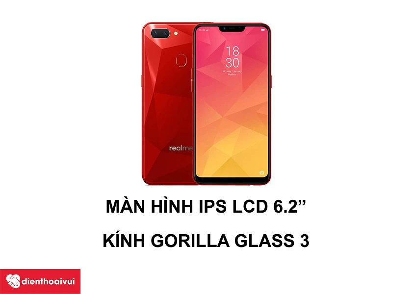 Realme 2 &ndash; M&agrave;n h&igrave;nh IPS LCD 6.2 inches c&ugrave;ng k&iacute;nh cường lực Gorilla Glass 3