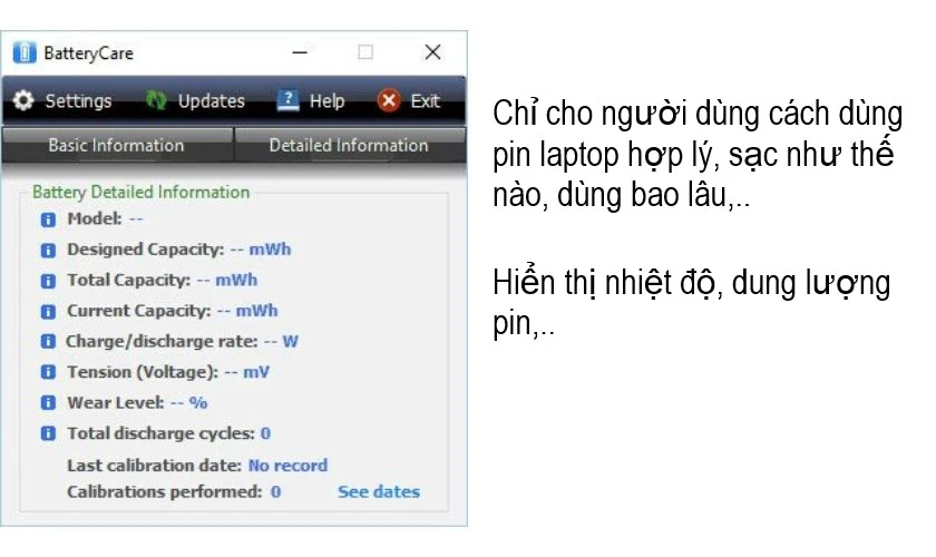 kiểm tra độ chai pin BatteryCare
