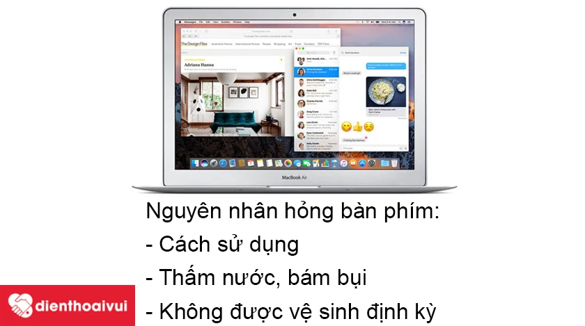 B&agrave;n ph&iacute;m Macbook Air 2017 bị hỏng l&agrave; do đ&acirc;u?