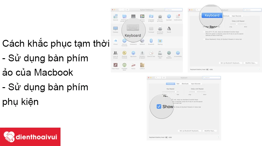 Sử dụng b&agrave;n ph&iacute;m ảo tr&ecirc;n Macbook