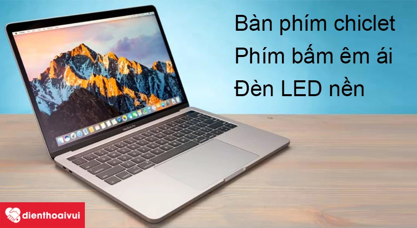 B&agrave;n ph&iacute;m Macbook Pro 2016 được trang bị đ&egrave;n LED nền v&agrave; khả năng cảm biến &aacute;nh s&aacute;ng