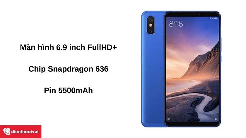 Điện thoại Xiaomi Mi Max 3 - M&agrave;n h&igrave;nh 6.9 inch, chip Snapdragon 636, pin 5500 mAh