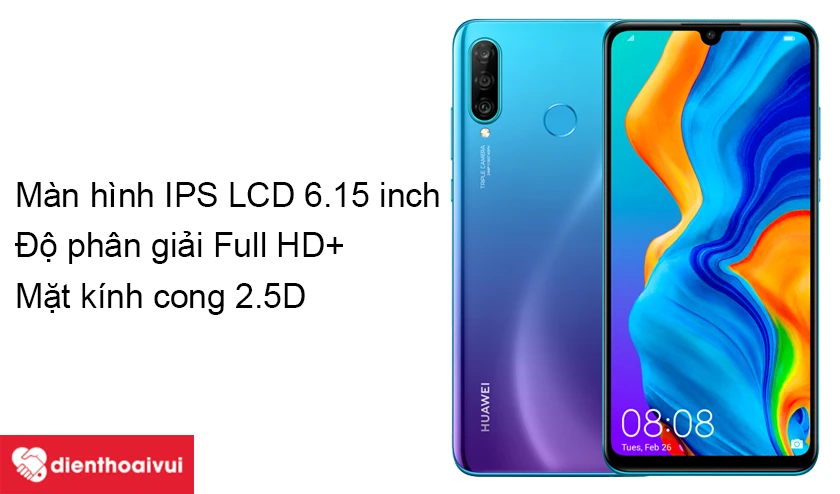 Huawei P30 Lite &ndash; M&agrave;n h&igrave;nh IPS LCD 6.15 inch Full HD+ hiển thị sắc n&eacute;t, sống động