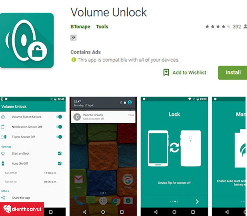 tải một số ứng dụng c&oacute; chức năng thay thế n&uacute;t nguồn như Screen Off and lock, Screen Lock