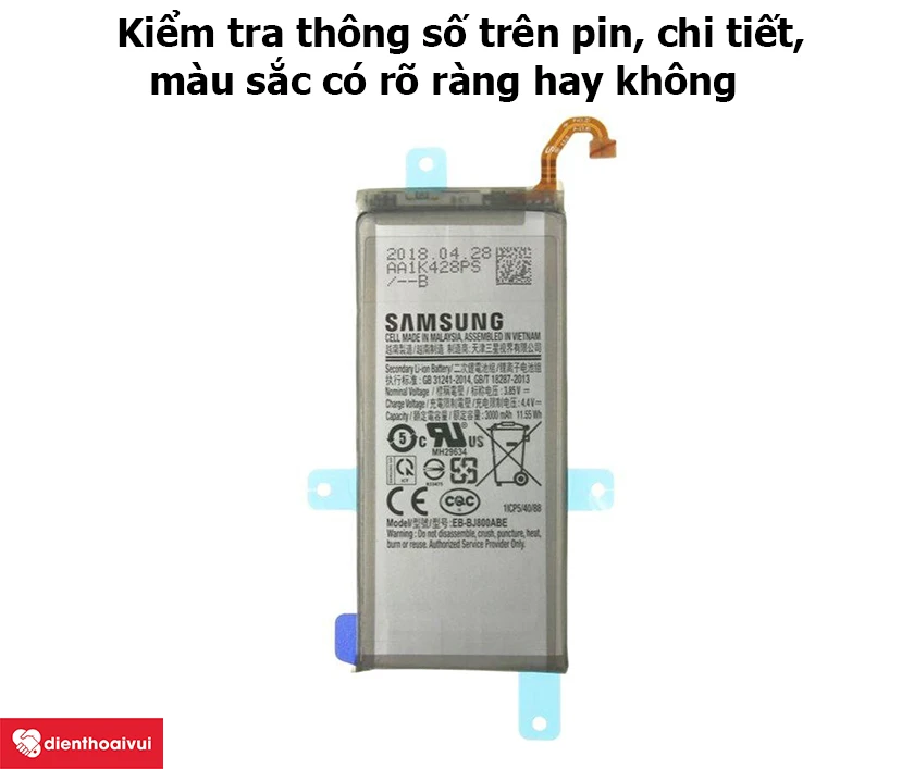 C&aacute;ch kiểm tra pin zin hay pin l&ocirc; khi thay pin Samsung Galaxy A6 2018